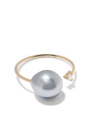 14kt yellow gold diamond pearl open ring