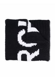 MM6 KIDS logo intarsia knitted scarf - Black