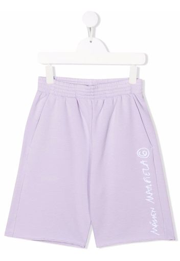 MM6 MAISON MARGIELA KIDS logo-print track shorts - Purple