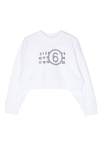 MM6 Maison Margiela Kids numbers-print cropped sweatshirt - White