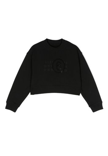 MM6 Maison Margiela Kids numerical print cropped sweatshirt - Black