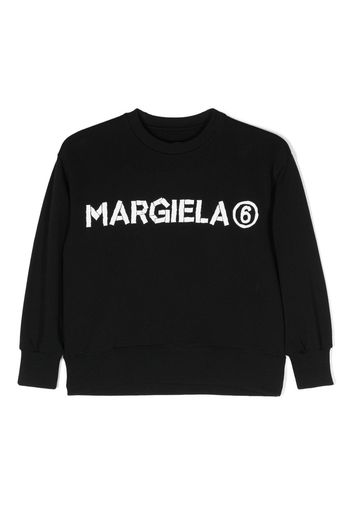 MM6 Maison Margiela Kids logo-lettering cotton sweatshirt - Black