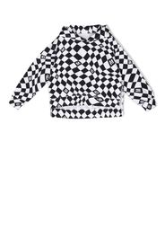 MM6 Maison Margiela Kids chequered logo-print cotton hoodie - Black