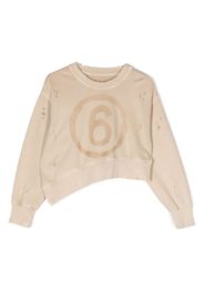 MM6 Maison Margiela Kids distressed asymmetric sweatshirt - Neutrals
