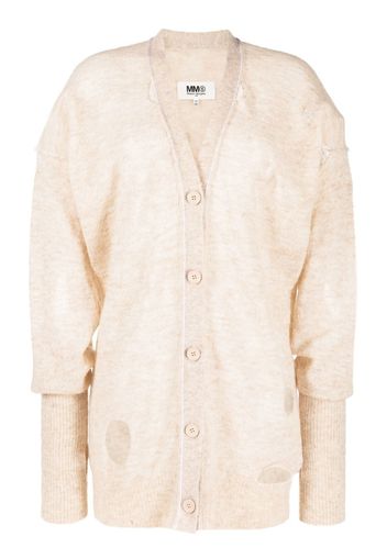 MM6 Maison Margiela lightweight distressed long cardigan - Neutrals