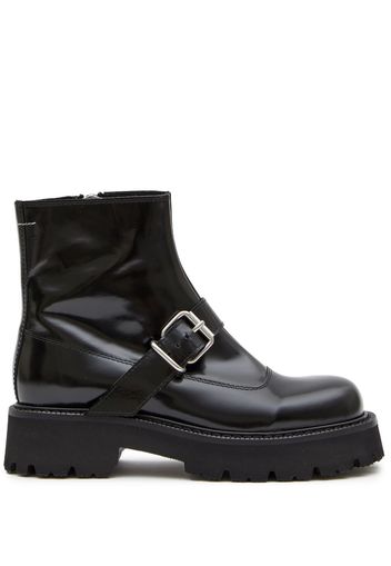 MM6 Maison Margiela round-toe leather ankle boots - Black