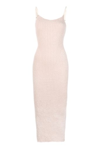 MM6 Maison Margiela faux-fur ribbed-knit fitted dress - Neutrals