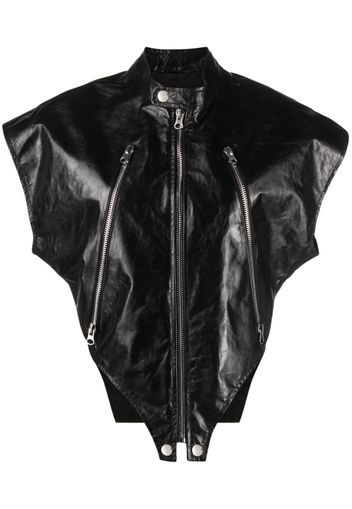 MM6 Maison Margiela short-sleeve leather jacket - Black