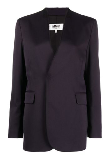 MM6 Maison Margiela raw-edge V-neck blazer - Blue