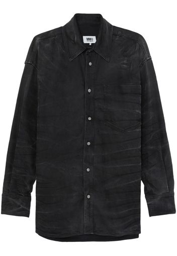 MM6 Maison Margiela whiskering-effect long-sleeve shirt - Black