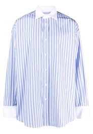 MM6 Maison Margiela embroidered-logo striped cotton shirt - Blue