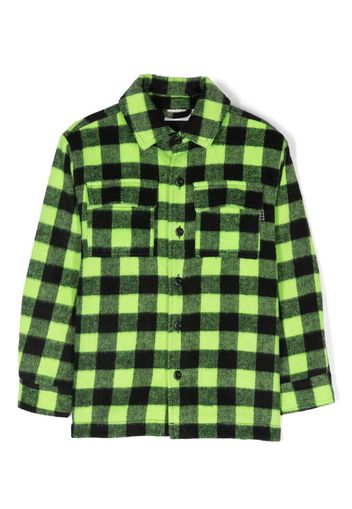 Molo checkerboard-print fleece shirt jacket - Green