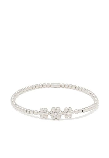 18kt white gold diamond floral detail bracelet