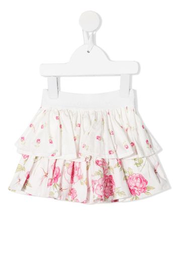 floral-print ruffled skirt