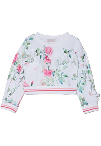 Monnalisa floral-print cotton sweatshirt - White