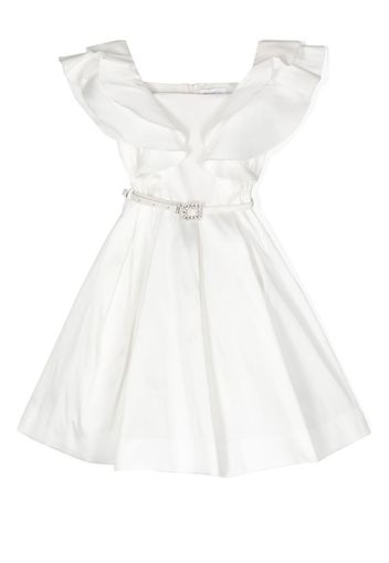 Monnalisa belted ruffle party dress - White