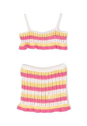 Monnalisa striped crochet two-piece set - Pink