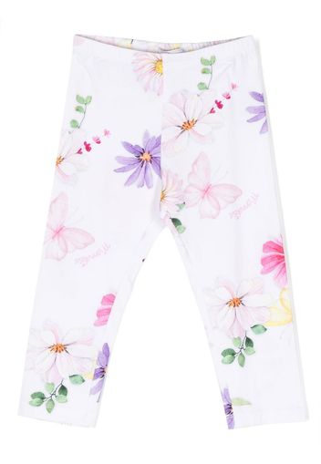 Monnalisa floral-print cotton-stretch legging - White