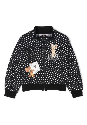 Monnalisa Jerry Chérie polka-dot bomber jacket - Black