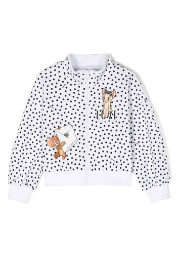 Monnalisa Jerry Chérie polka-dot bomber jacket - White