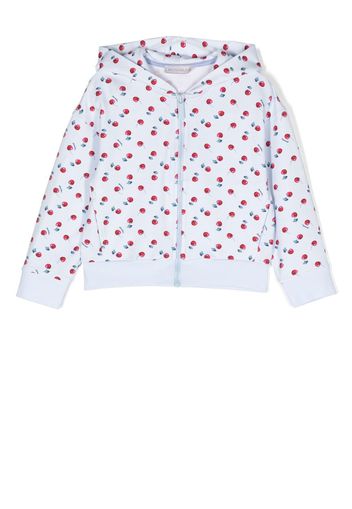 Monnalisa cherry-print zip hoodie - Blue