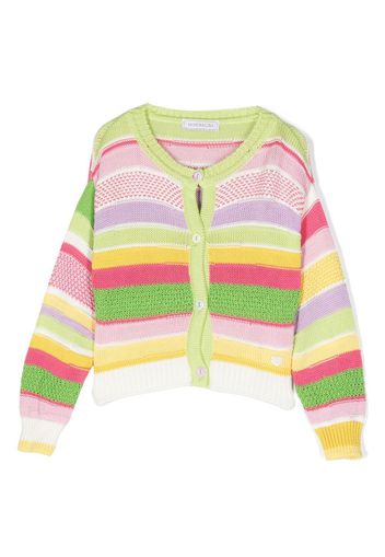 Monnalisa striped intarsia-knit cardigan - Green