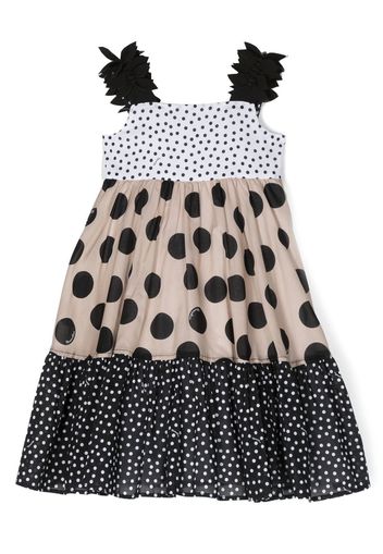 Monnalisa polka-dot print tiered dress - Neutrals