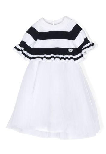 Monnalisa striped chiffon-skirt midi dress - White
