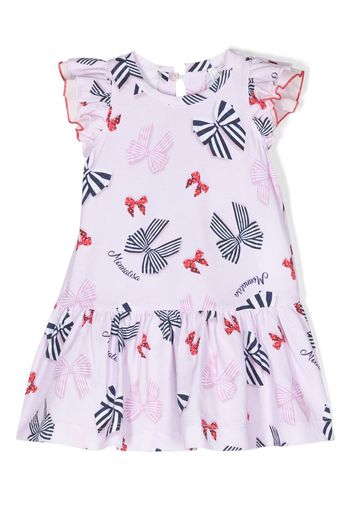 Monnalisa bow-print jersey T-shirt dress - Pink