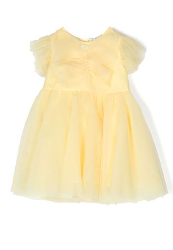 Monnalisa heart-charm flutter-sleeve dress - Yellow