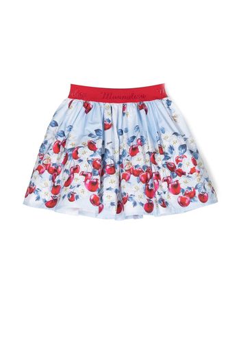 Monnalisa cherry-print logo-waistband skirt - Blue