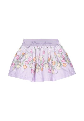 Monnalisa logo-waistband floral-print shorts - Purple