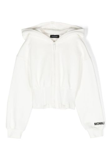 Monnalisa logo-print zip-up hoodie - White