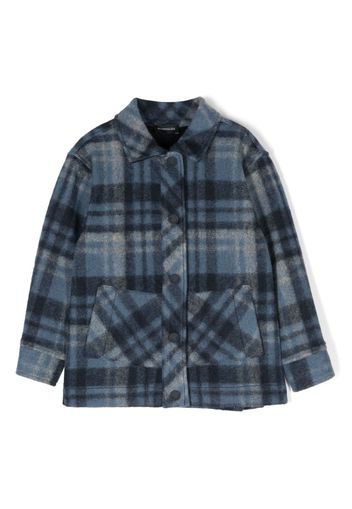 Monnalisa check-pattern drop-shoulder shirt - Blue