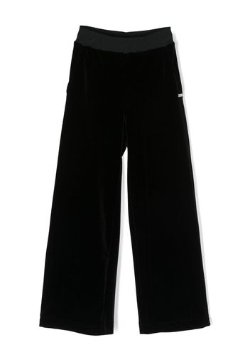 Monnalisa velvet-effect wide-leg trousers - Black