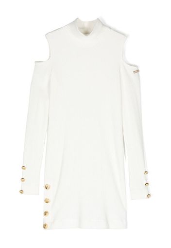 Monnalisa long-sleeve ribbed-knit dress - White