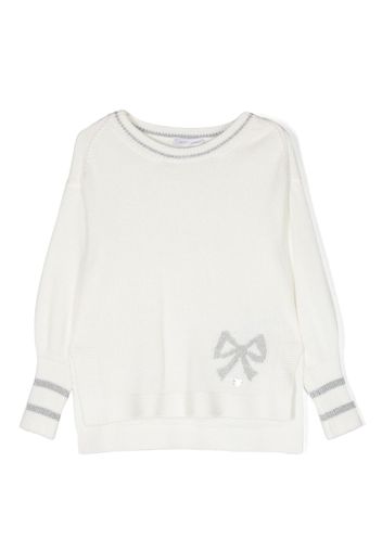 Monnalisa bow-print ribbed sweatshirt - White