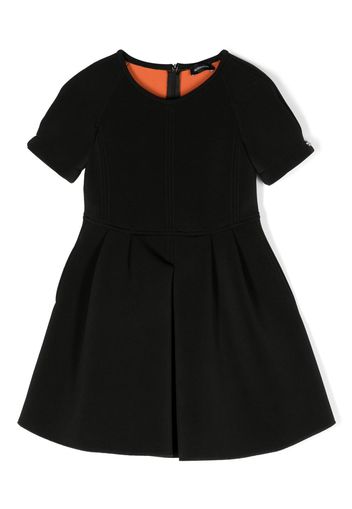 Monnalisa pleat-detail short-sleeve dress - Black