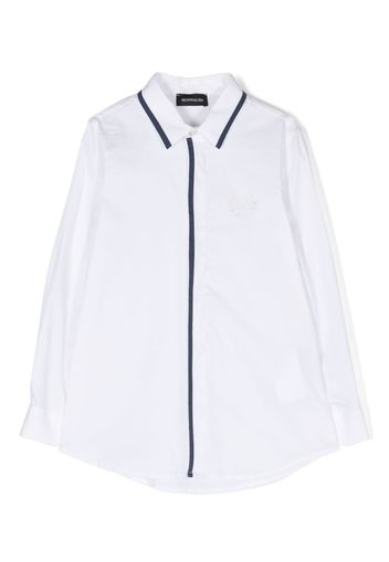 Monnalisa logo-embroidered long-sleeve shirt - White