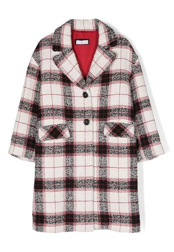 Monnalisa plaid-check cotton coat - White