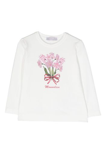 Monnalisa logo-print rhinestone-embellished sweatshirt - White