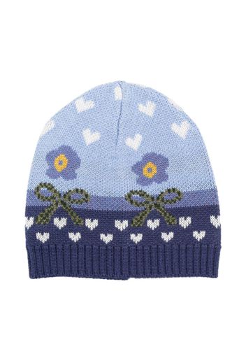Monnalisa graphic-print knitted hat - Blue