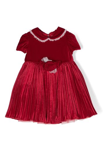 Monnalisa short-sleeve pleated dress - Red