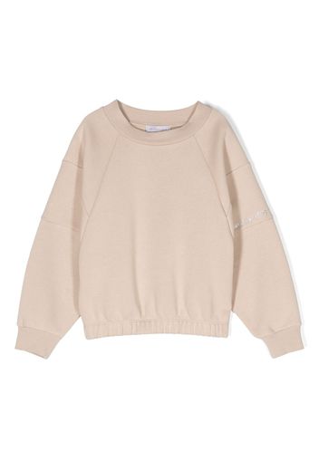 Monnalisa logo-print cotton-blend sweatshirt - Neutrals