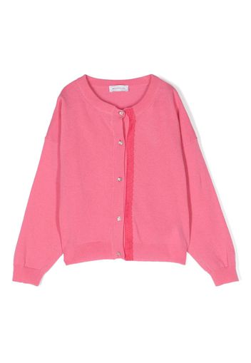 Monnalisa lace-detail wool cardigan - Pink