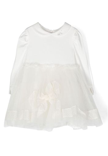 Monnalisa long-sleeve tulle dress - White