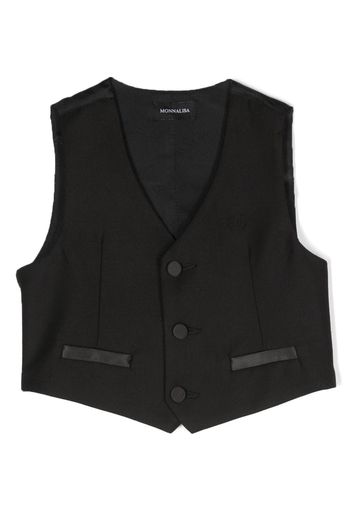 Monnalisa logo-embroidered sleeveless waistcoat - Black