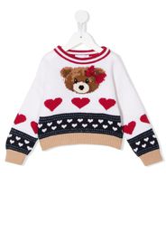 Monnalisa teddy bear-motif wool jumper - White