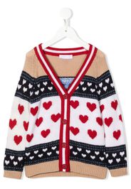 Monnalisa heart-motif V-neck cardigan - Neutrals