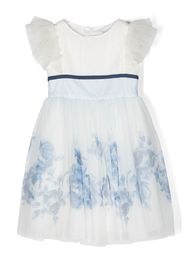 Monnalisa rose-print sleeveless dress - White